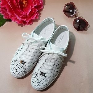 MICHAEL KORS KEATON LACE-UP LASERED LTHR SNEAKERS